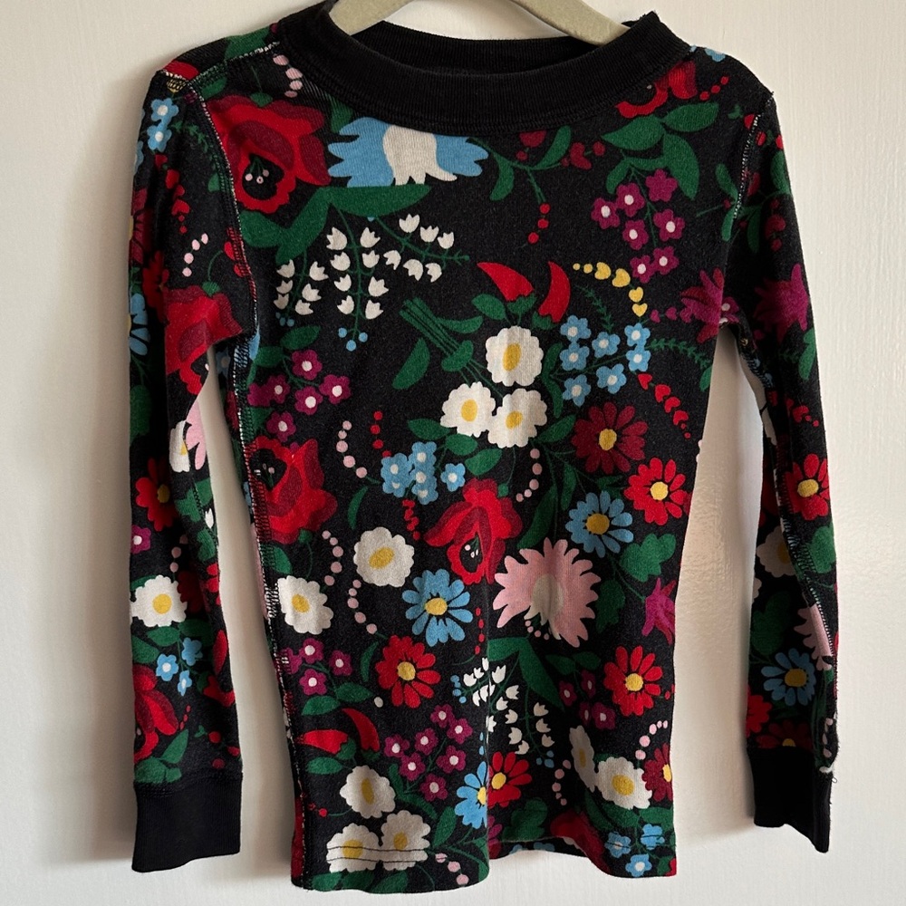 Hanna Andersson Floral Long Sleeve Pajama Top - Black Multicolor